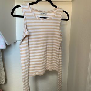 Ribbed cold shoulder shirt
